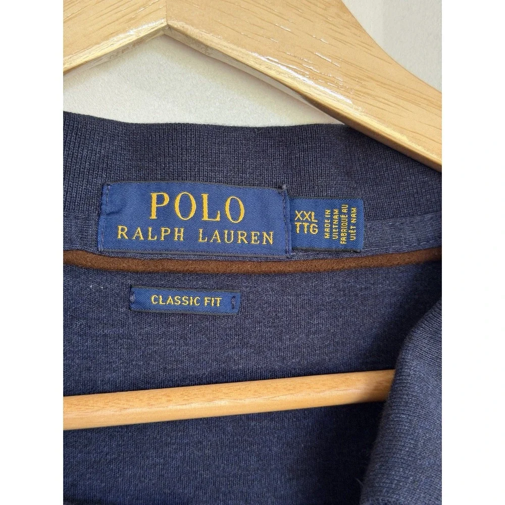 Polo Ralph Lauren XXL Men's Navy Long Sleeve Polo Shirt Classic Fit Cotton $125
